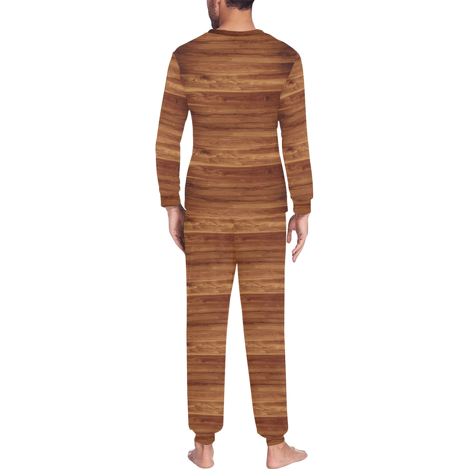 Wood Printed Pattern Print Design 04 Men's All Over Print Pajama