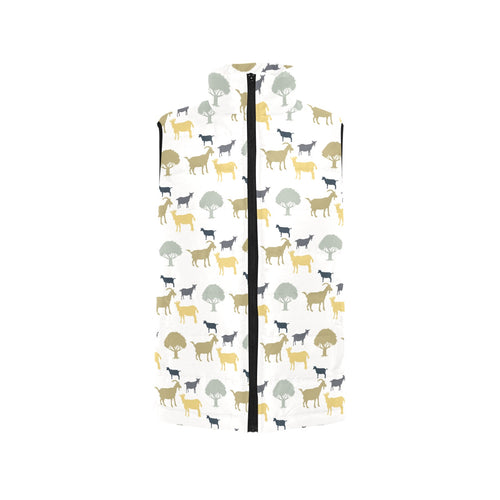 Silhouettes of goat and tree pattern Men's Padded Vest