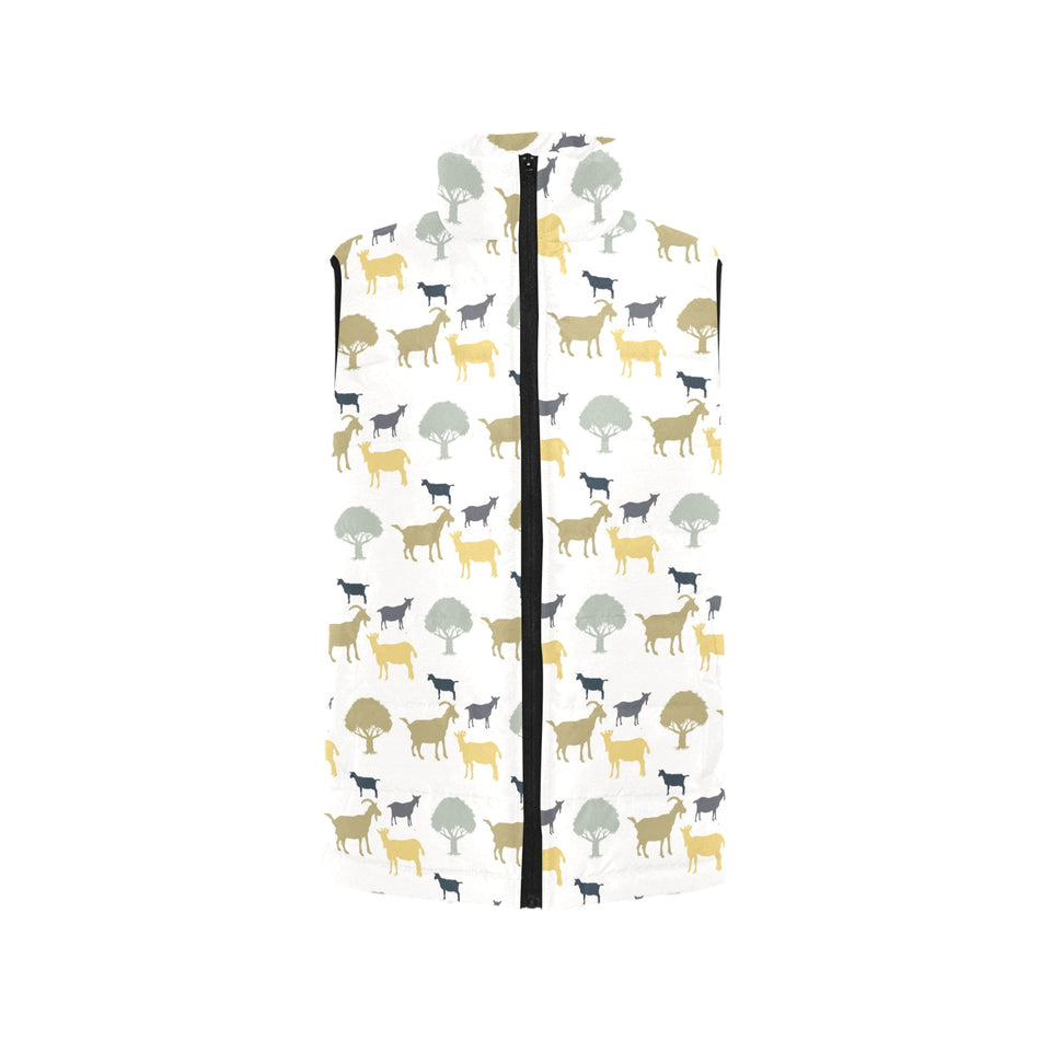 Silhouettes of goat and tree pattern Men's Padded Vest