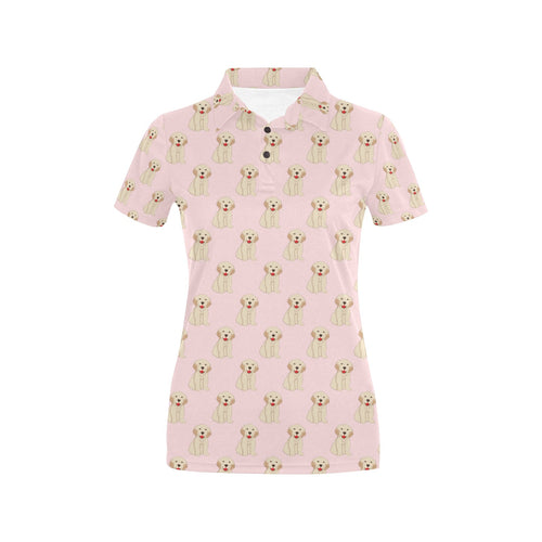 Golden Retriever Pattern Print Design 02 Women's All Over Print Polo Shirt