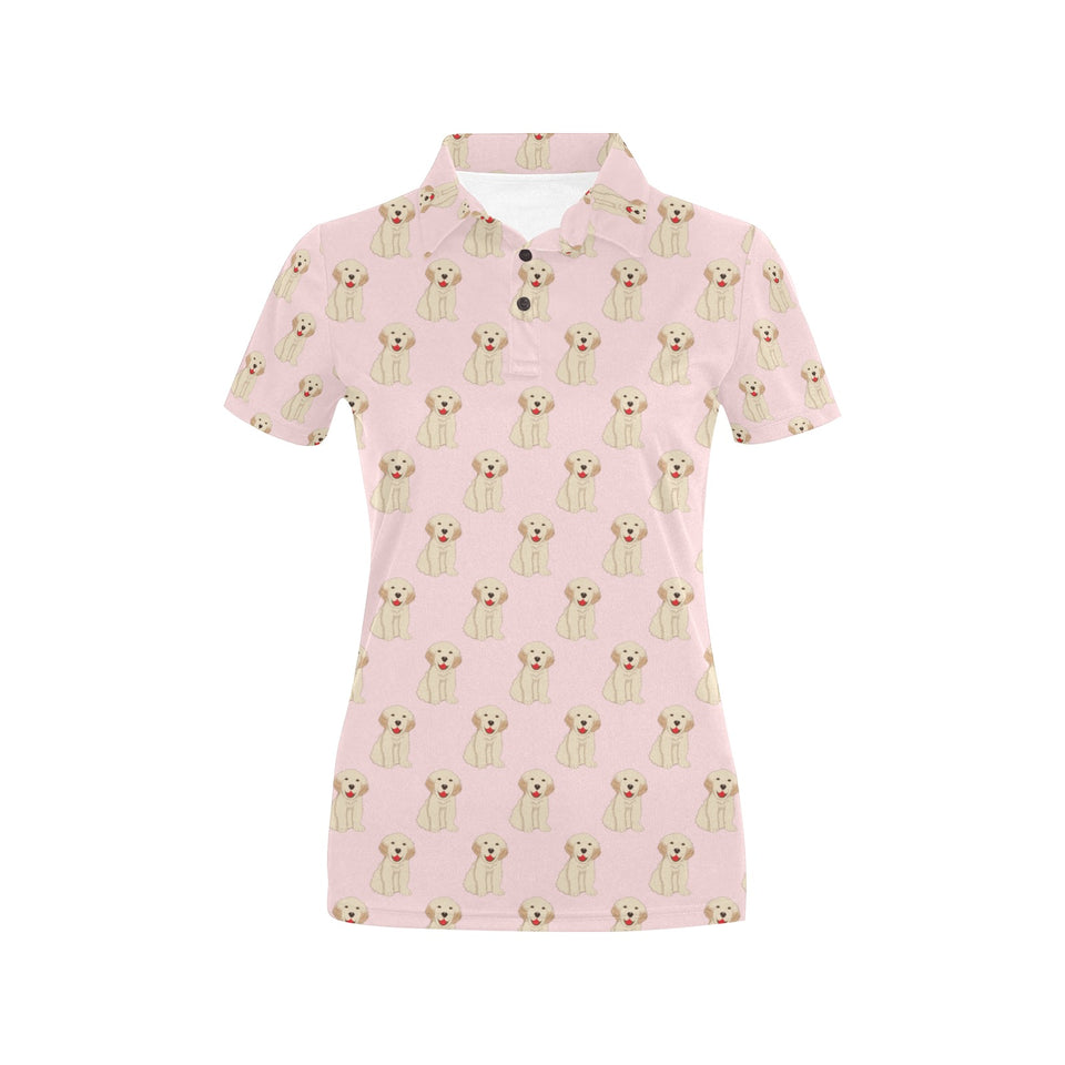 Golden Retriever Pattern Print Design 02 Women's All Over Print Polo Shirt