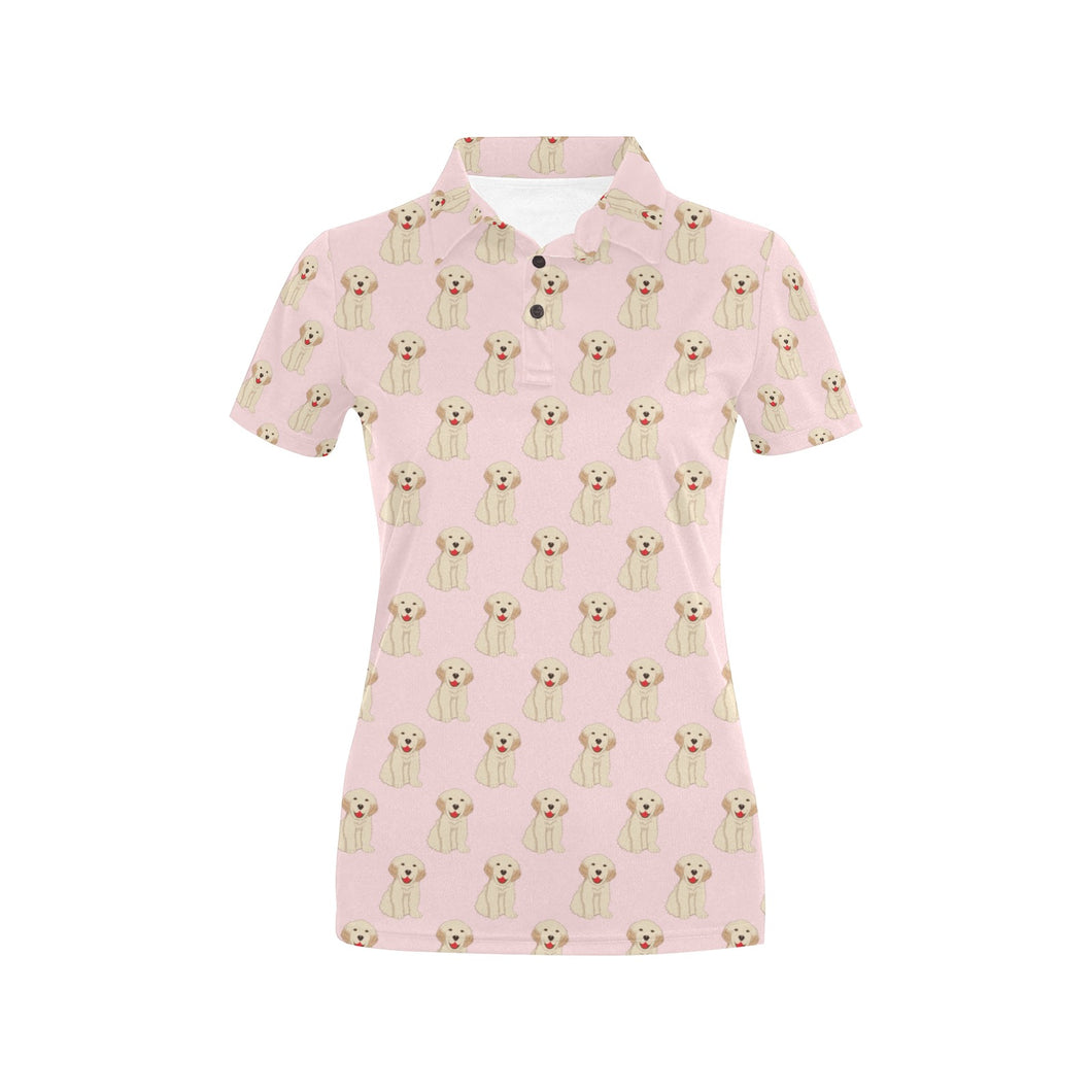 Golden Retriever Pattern Print Design 02 Women's All Over Print Polo Shirt