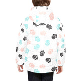 Dog Paws Pattern Print Design 04 Kids' Boys' Girls' Padded Hooded Jacket