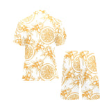 hand drawn orange fruit pattern Men's V-Neck Short Pajama Set