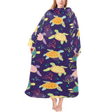 Colorful sea turtle pattern Blanket Robe with Sleeves