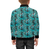 Anchor nautical green background Kids' Boys' Girls' Bomber Jacket
