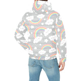 Cute rainbow clound star pattern Men's Padded Hooded Jacket