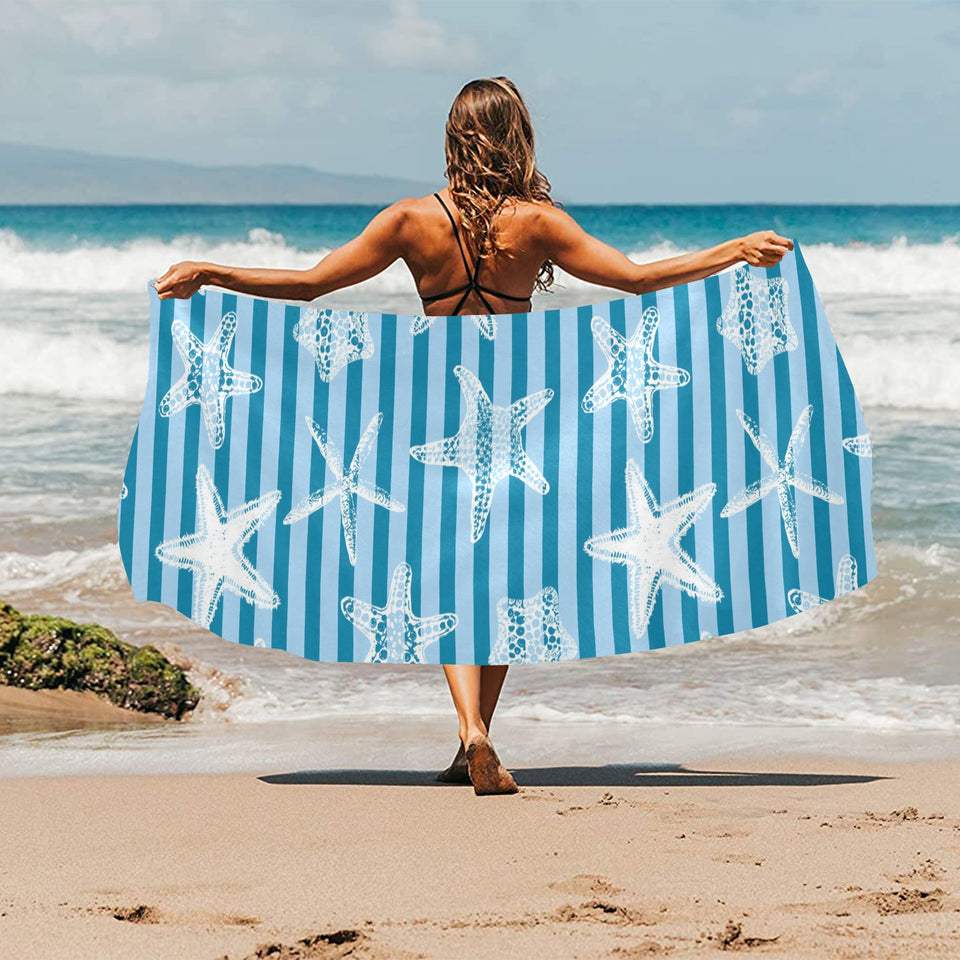 Starfish blue blackground Beach Towel