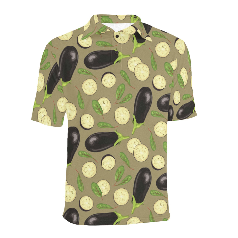 Eggplant Pattern Print Design 02 Men's All Over Print Polo Shirt