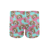 Beagle muzzles turquoise paint splashes pink patte Men's Swimming Trunks