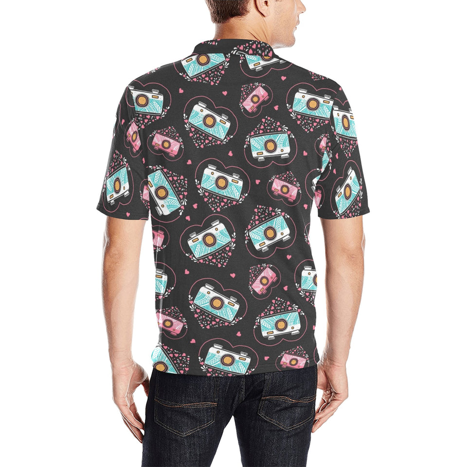 Camera Pattern Print Design 04 Men's All Over Print Polo Shirt