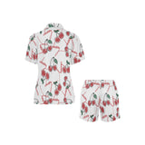 Hand drawn cherry pattern Women's V-Neck Short Pajama Set