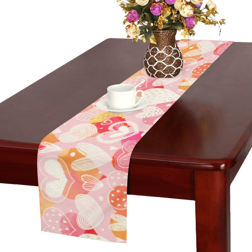 Hand drawn heart design pattern Table Runner