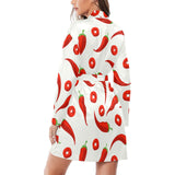 Chili pattern Women's Long Sleeve Belted Night Robe