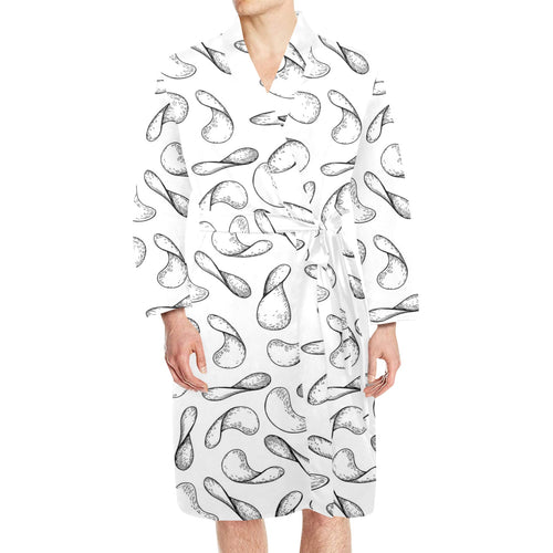Potato Chips Pattern Print Design 04 Men's Long Sleeve Belted Night Robe