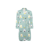 Cute hamster cheese pattern Men's Long Sleeve Belted Night Robe