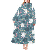 Cute rabbit pattern Blanket Robe with Sleeves