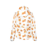 Brown pomeranian pattern Women's Padded Hooded Jacket