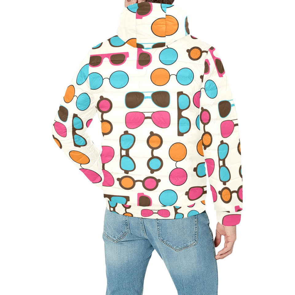 Sun Glasses Pattern Print Design 03 Men's Padded Hooded Jacket