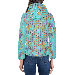 Surfboard Pattern Print Design 05 Women's Padded Hooded Jacket