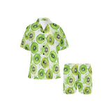 Watercolor kiwi pattern Women's V-Neck Short Pajama Set
