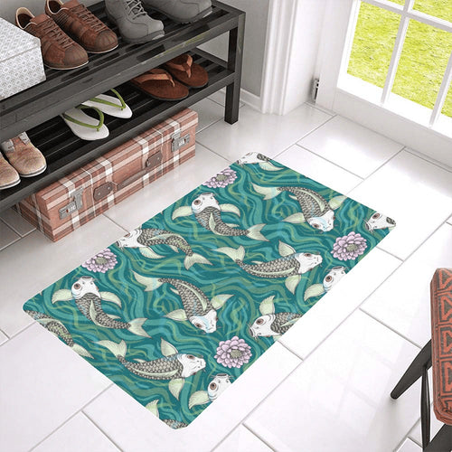 Koi Fish Carp Fish lotus pattern Doormat