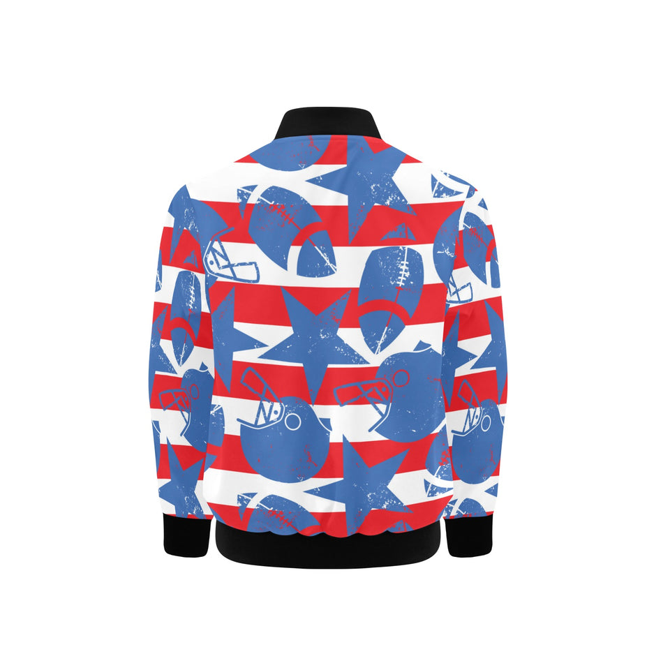 American football ball star stripes pattern Kids' Boys' Girls' Bomber Jacket