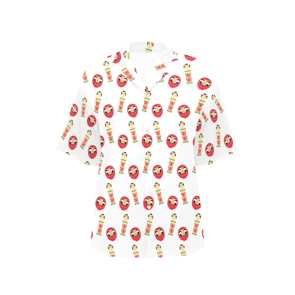 Daruma japanese wooden doll Women's All Over Print Hawaiian Shirt