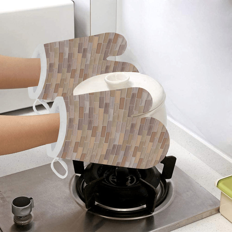 Brick Printed Pattern Print Design 01 Heat Resistant Oven Mitts