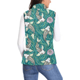 Koi Fish Carp Fish lotus pattern Women's Padded Vest