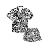 Zebra skin pattern Kids' Boys' Girls' V-Neck Short Pajama Set