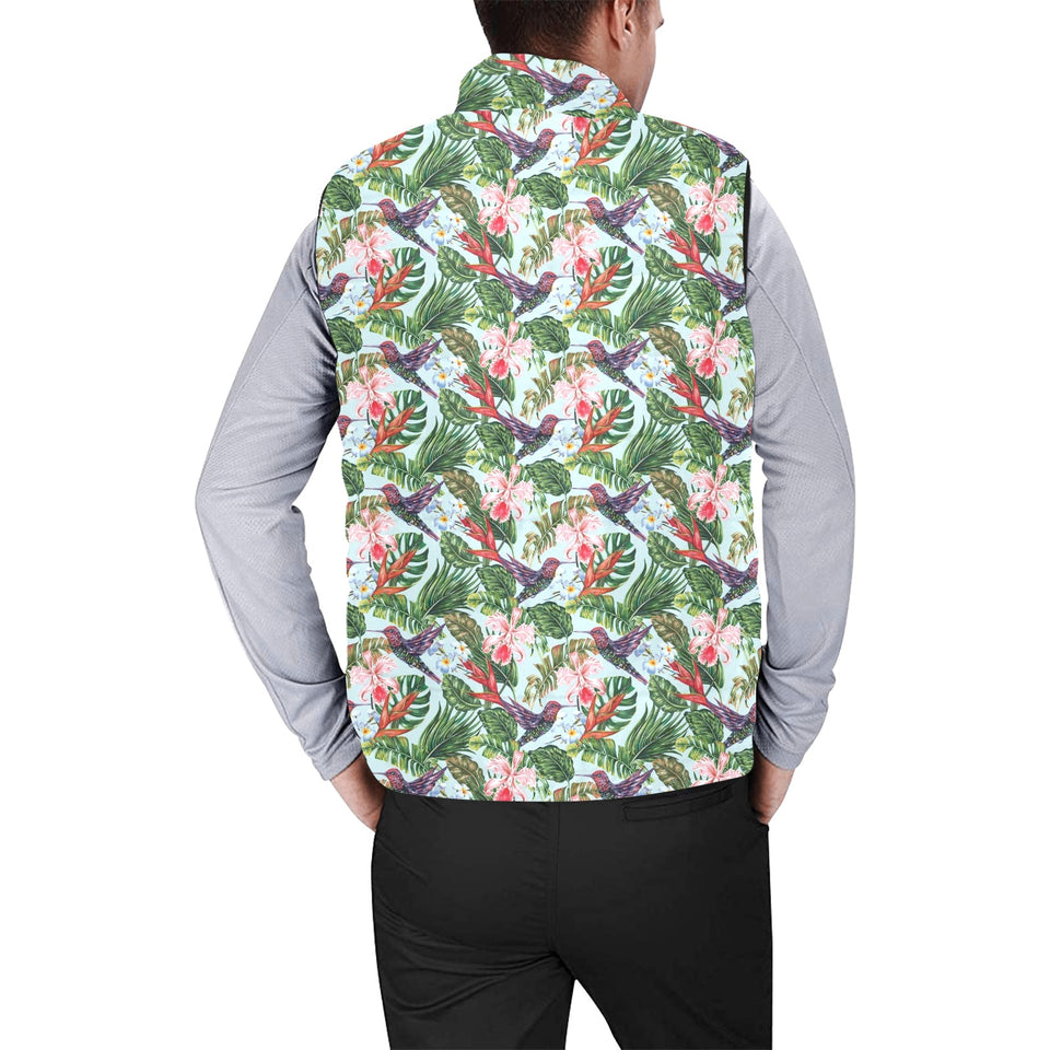 Hummingbird Pattern Print Design 05 Men's Padded Vest
