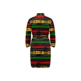 Canabis Marijuana Weed Pattern Print Design 04 Men's Long Sleeve Belted Night Robe