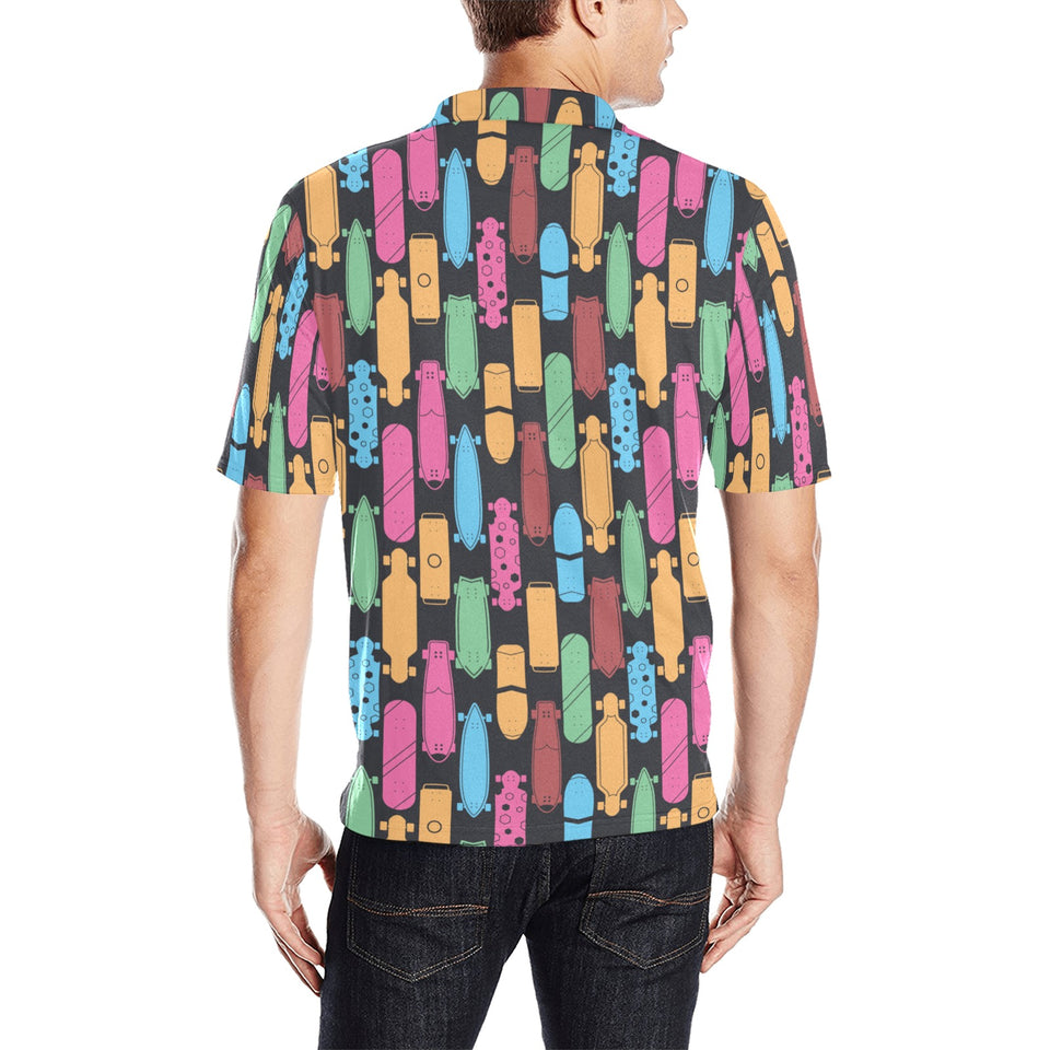 Skate Board Pattern Print Design 02 Men's All Over Print Polo Shirt