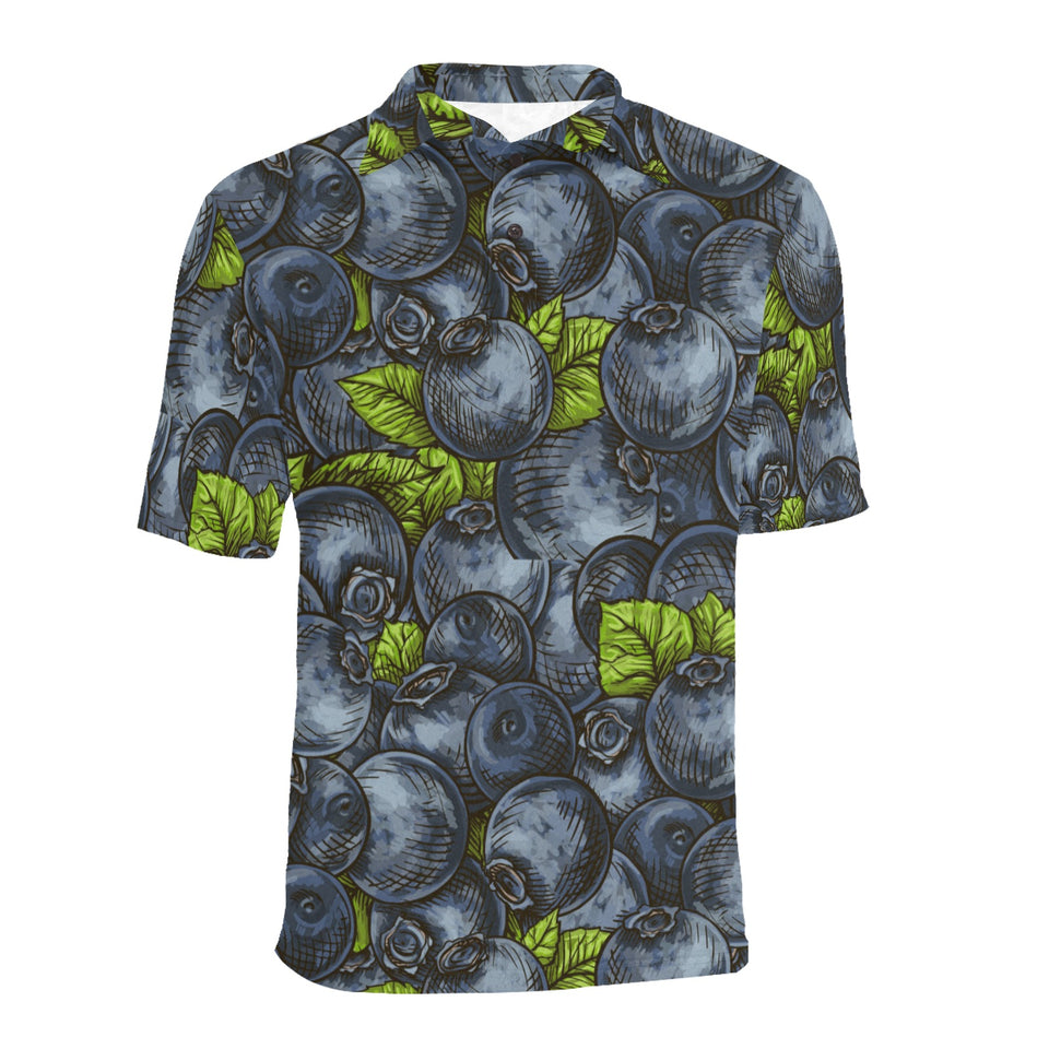 blueberry pattern Men's All Over Print Polo Shirt