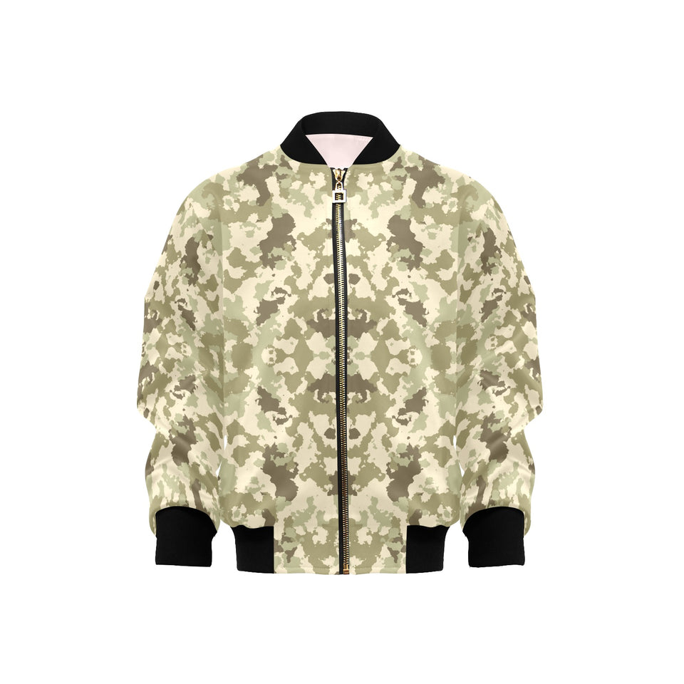 Light Green camouflage pattern Kids' Boys' Girls' Bomber Jacket