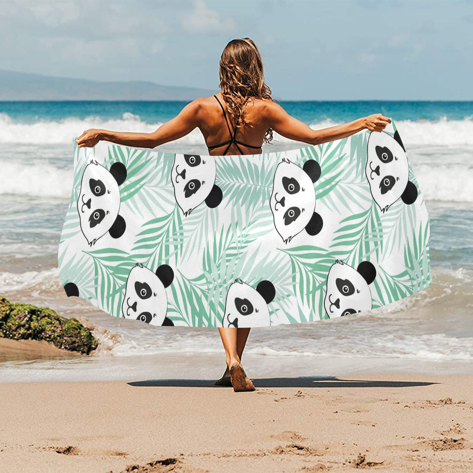 Panda pattern tropical leaves background Beach Towel