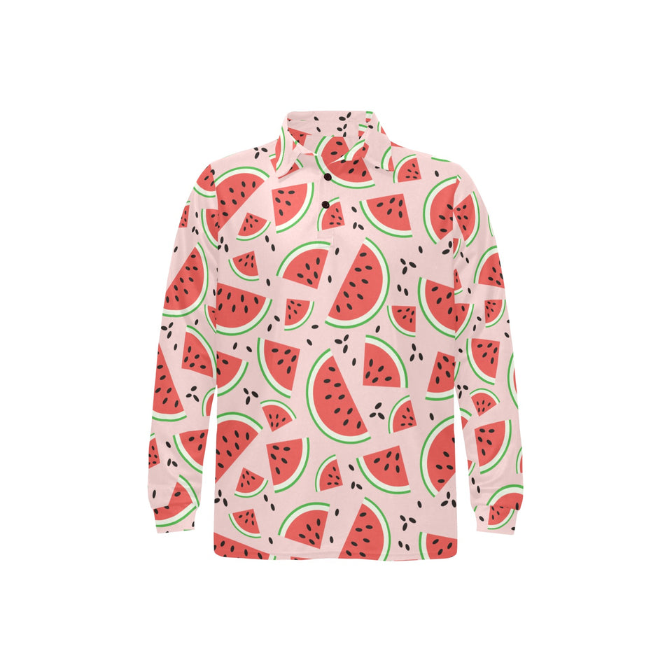 Watermelon pattern Men's Long Sleeve Polo Shirt
