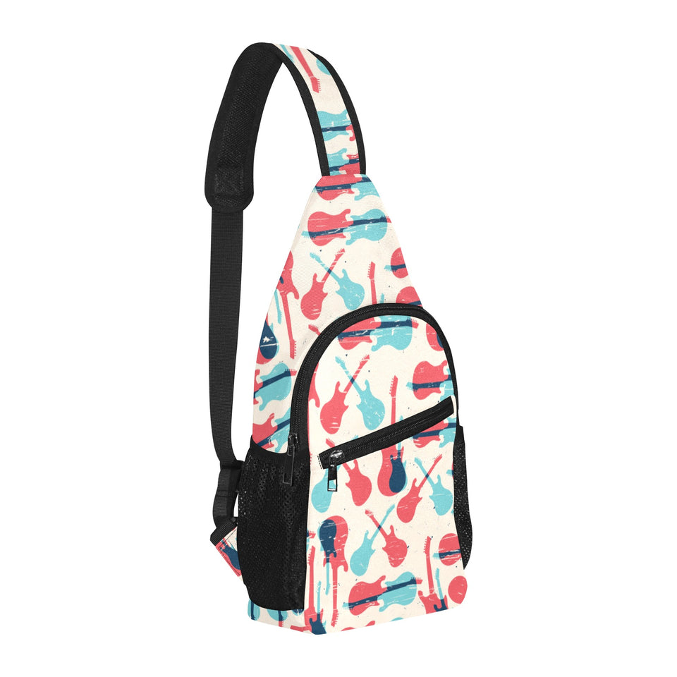 Red Blue guitar pattern All Over Print Chest Bag