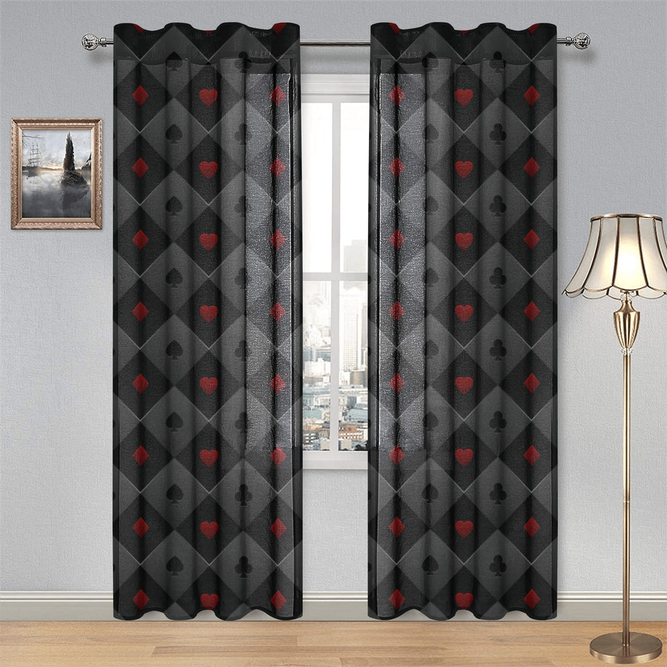 Casino Cards Suits Pattern Print Design 05 Gauze Curtain