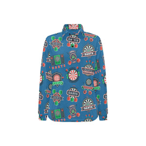 Darts Pattern Print Design 02 Women's Long Sleeve Polo Shirt