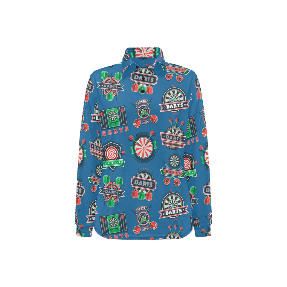 Darts Pattern Print Design 02 Women's Long Sleeve Polo Shirt