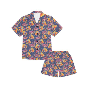 Goldfish Pattern Print Design 05 Kids' Boys' Girls' V-Neck Short Pajama Set