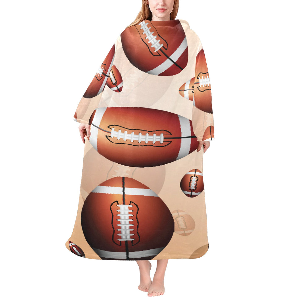 American football ball design pattern Blanket Robe with Sleeves