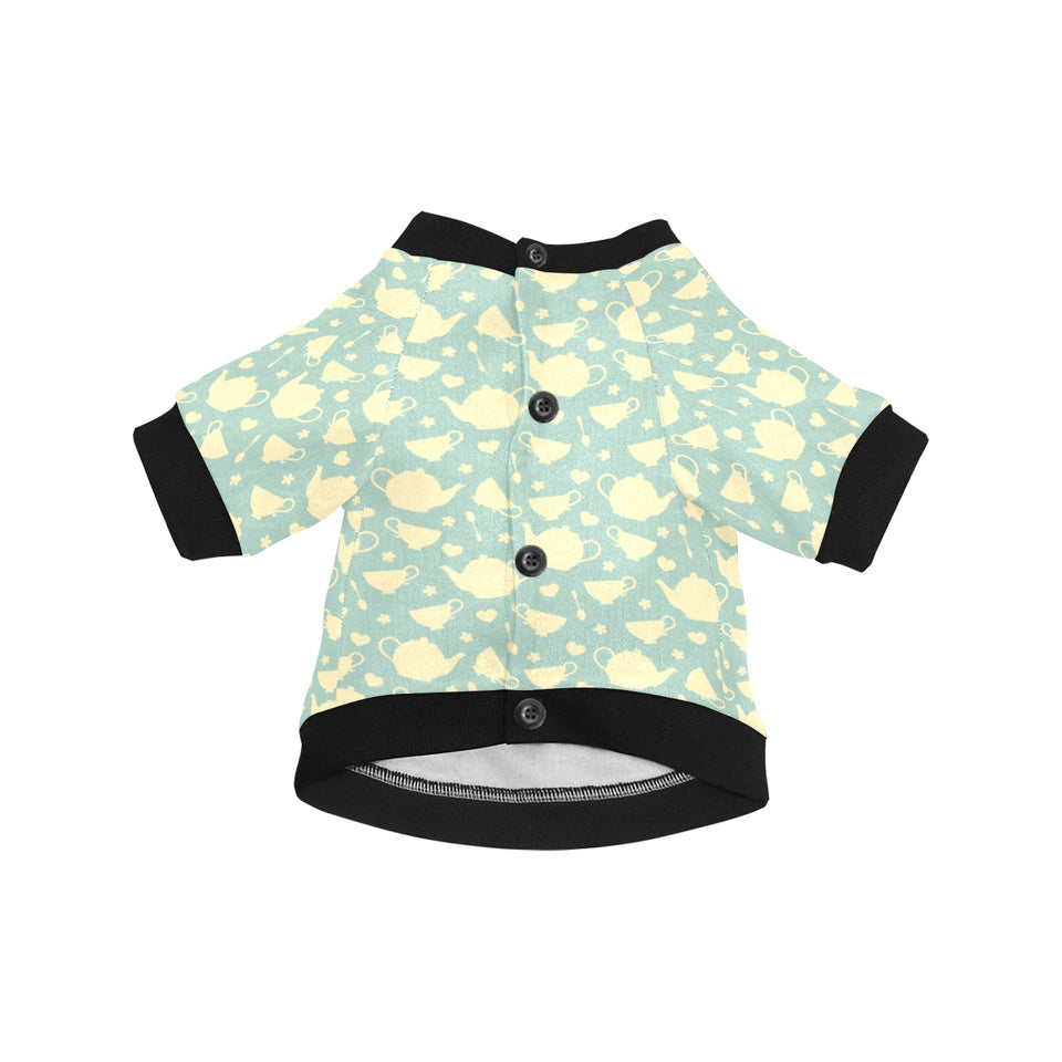 Tea pots Pattern Print Design 02 All Over Print Pet Dog Round Neck Fuzzy Shirt