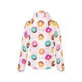 Donut pattern glaze pink background Women's Padded Hooded Jacket