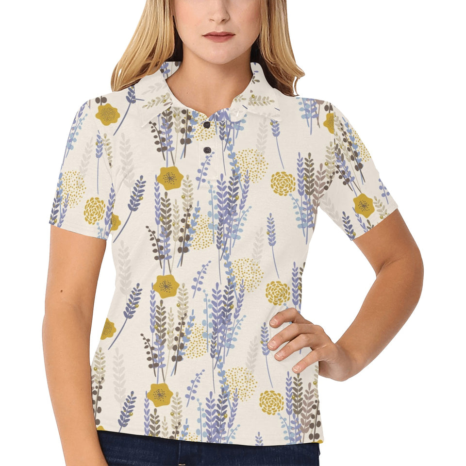 Lavender modern pattern blackground Women's All Over Print Polo Shirt