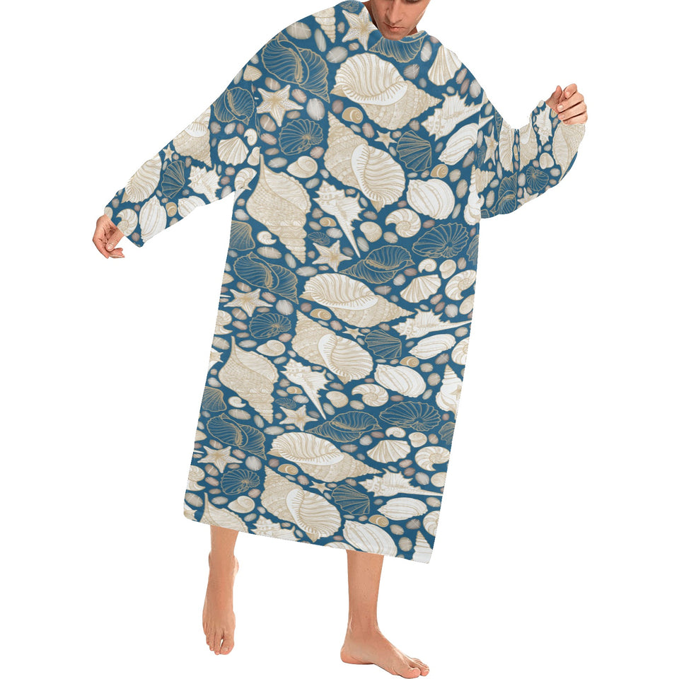 Sea turtle Polynesian Tribal design pattern Blanket Robe with Sleeves
