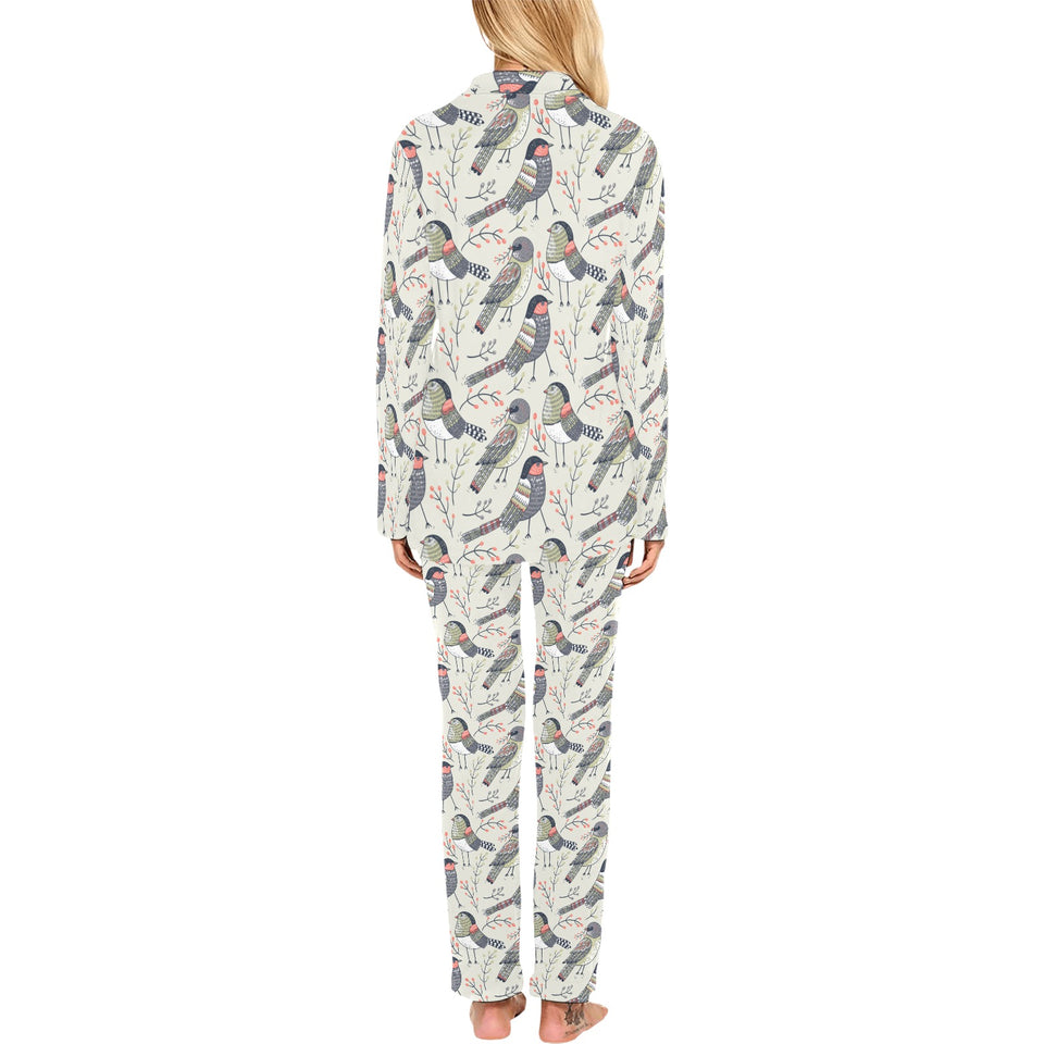 Pigeon Pattern Print Design 04 Women's Long Pajama Set