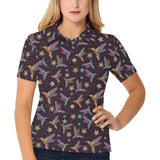 Hummingbird Pattern Print Design 04 Women's All Over Print Polo Shirt